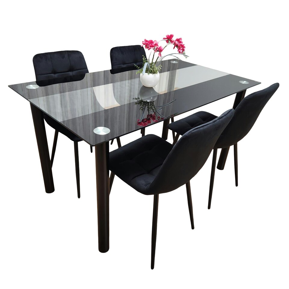 image 1 of Dining Table Set with 4 Chairs Dining Room, and Kitchen table set of 4 Grey