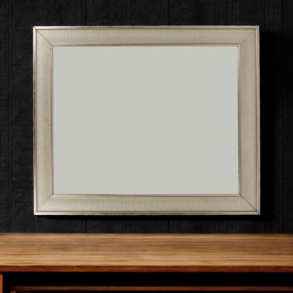 image 1 of URBNLIVING Wall Mounted Wooden Framed Mirror | Silver | 1