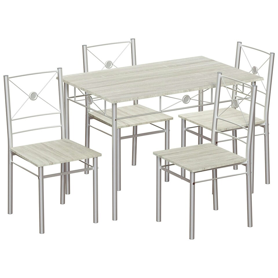 image 1 of Vida Designs Roslyn 4 Seater Dining Set 5 Piece Table & Chairs, Oak