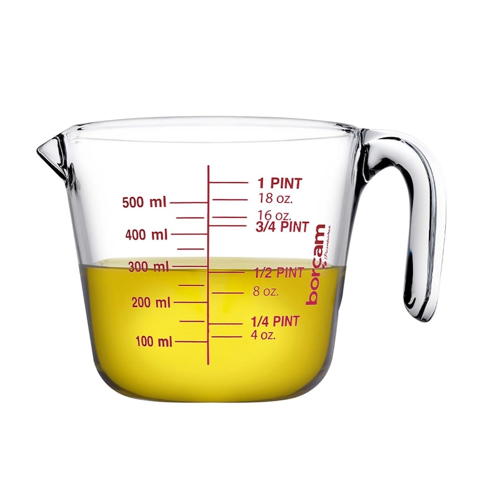 image 1 of 1L Borcam Clear Glass Measuring Mixing Jug in ML Oz Pints Kitchen Cooking Baking