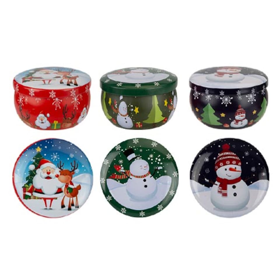 image 1 of Assorted Christmas Character Candle Metal Tin