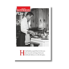 Emotional Rescue Funny Christmas Card for Boyfriend, Boyfriend Xmas Card, Cooking, 23.5 x 13 cms, Multi-Coloured