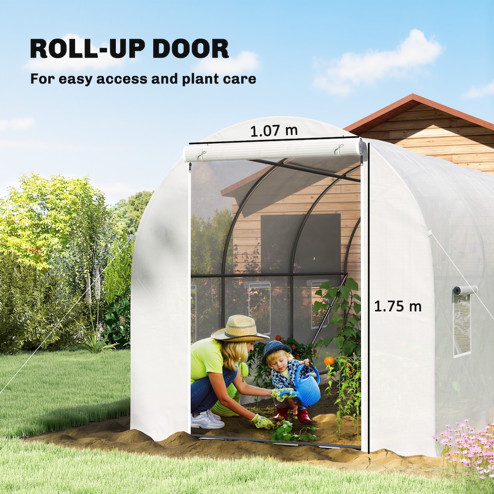 image 1 of Outsunny Large Walk-in Greenhouse Poly Tunnel Galvanised Garden Plants Grow Tent