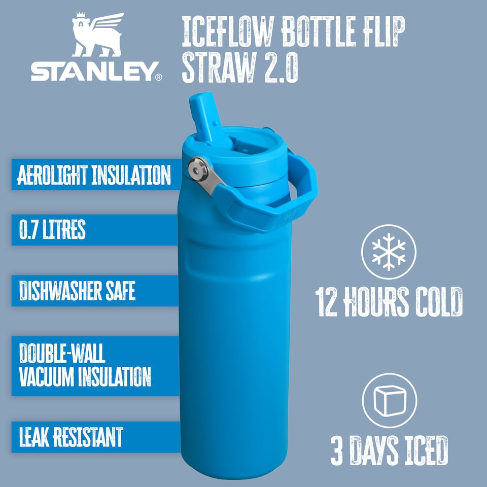image 1 of IceFlow Bottle Flip Straw 0.7L Water Bottle | Black | Black | 1