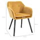 image 7 of HOMCOM Upholstered Velvet Fabric Bucket Seat Dining Armchair Set of 2 Yellow