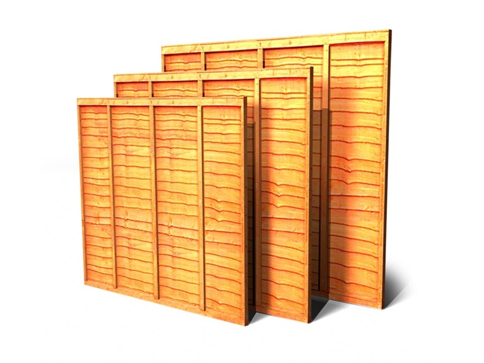 image 1 of eDecks Overlap Waney Edge Timber Fence Panels, 6ft x 6ft - Pack of 5