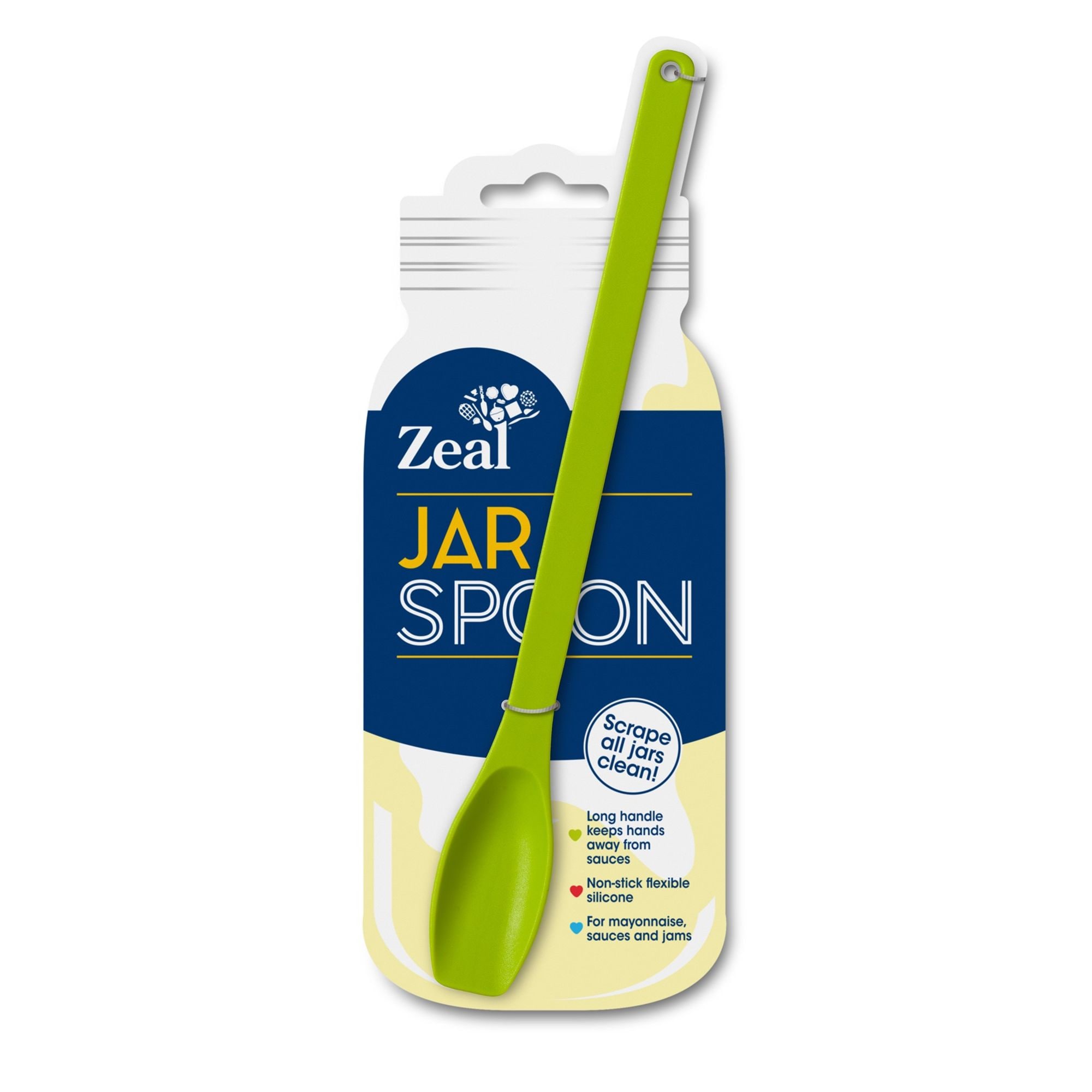 Zeal Silicone Jar & Mayo Spoon, Long Handle Jar Spoon, Lime
