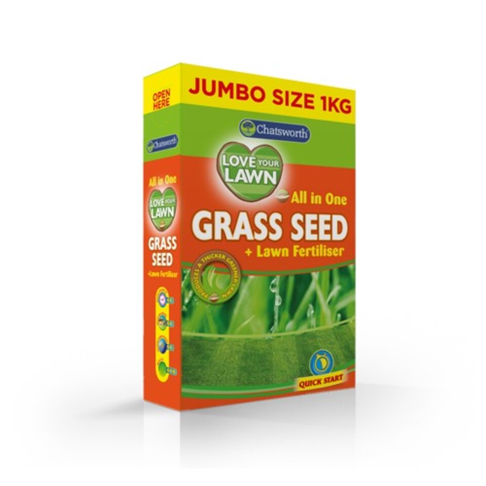 image 1 of Chatsworth Jumbo Size Love Your Lawn Lawn Seed & Fertiliser 1kg