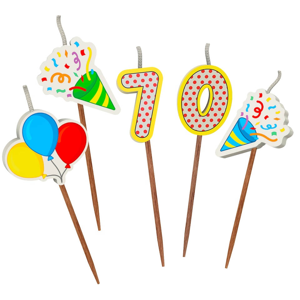 image 1 of Milestone Birthday Cake Candle Set Age 70