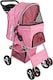 image 4 of Pet Stroller Dog Cat Puppy Pram Pushchair Travel Cart Jogging Buggy Carrier (Pink with Cover)