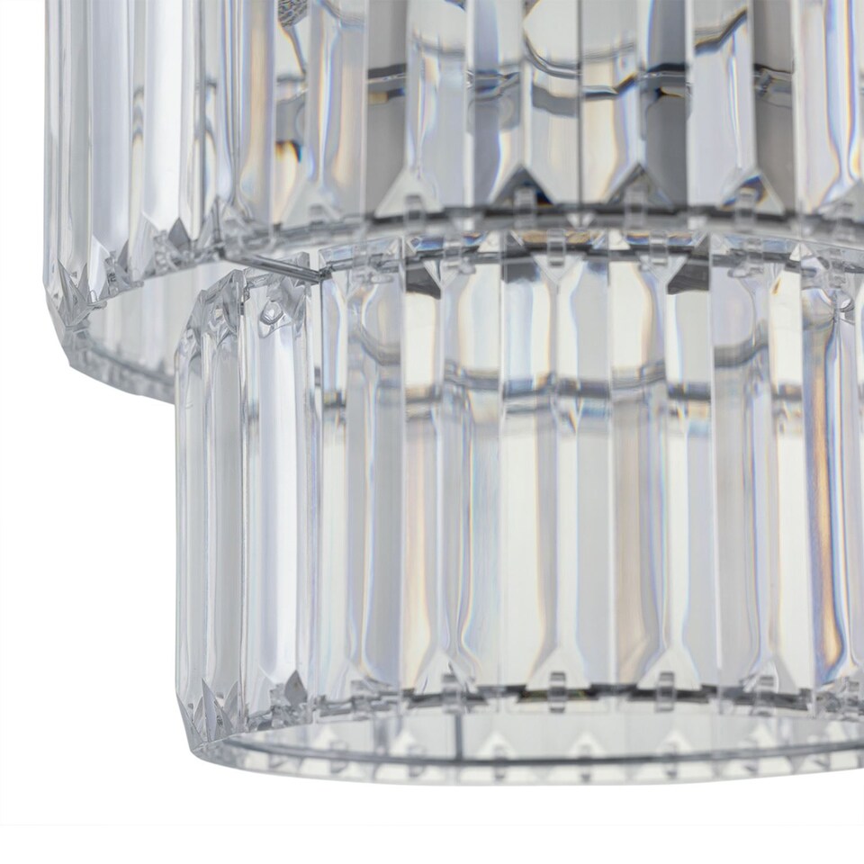 image 1 of Set of 2 Clint - Clear Acrylic Crystal Two Tier Easy Fit Pendant Shades | Clear | Chrome | Medium | 2