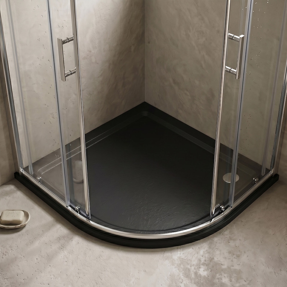 image 1 of Balterley Premium Shower Tray - Left Hand Offset Quadrant | Grey | Grey Slate | 1