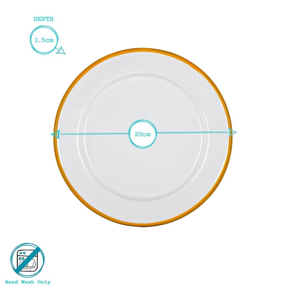 image 1 of Argon Tableware White Enamel Side Plates - 20cm - Yellow - Pack of 6