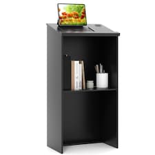 COSTWAY Podium Stand Hostess Stand for Speakers with Storage Shelf Black
