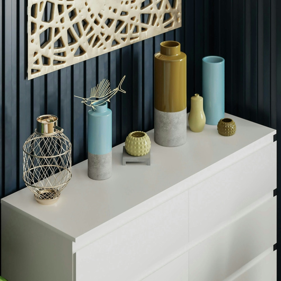 image 1 of Vida Designs Denver 6 Drawer Chest of Drawers Bedroom Storage, White