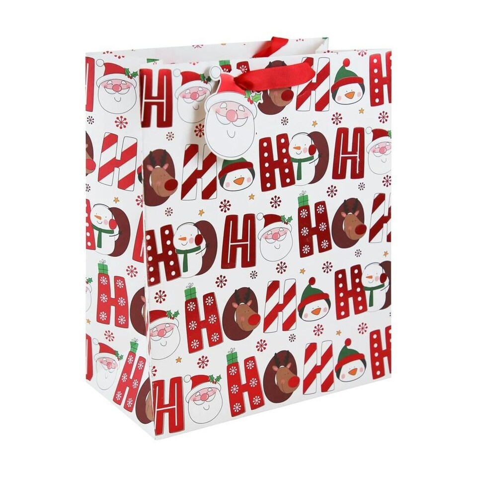 Pack of 12 Ho Ho Ho Large Christmas Gift Bags