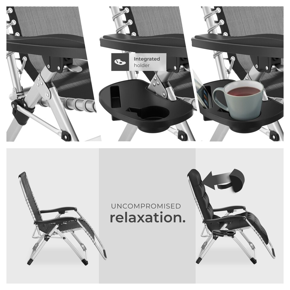 image 1 of Sun Lounger Cloud - folding, adjustable backrest and footrest - Per Piece Black