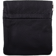 Lorenz Mens Leather Coin / Money Holder / Pouch / Wallet with Push Clip Fastening | Black | Black
