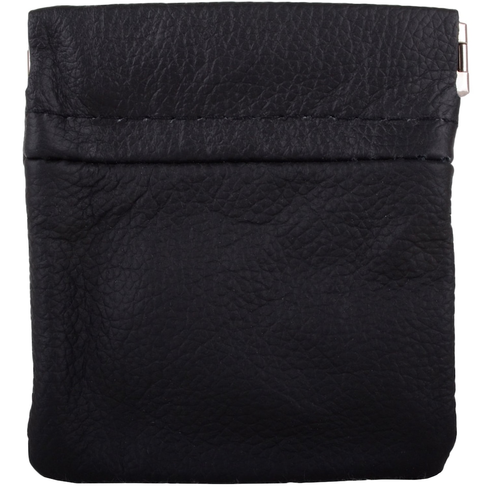 image 1 of Lorenz Mens Leather Coin / Money Holder / Pouch / Wallet with Push Clip Fastening | Black | Black