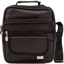Lorenz Smooth Canvas Style Work / Travel 'Small Messenger' Cross Body Bag | Brown | Brown