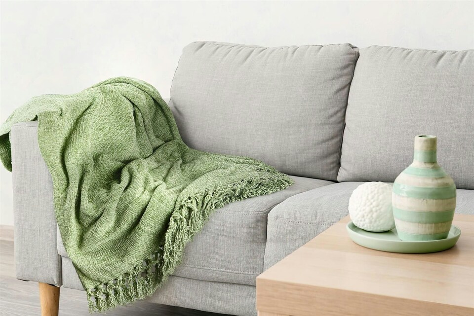 image 1 of Darcy Tassel Meadow Green Blanket/Throw Green | Green | 130x150cm