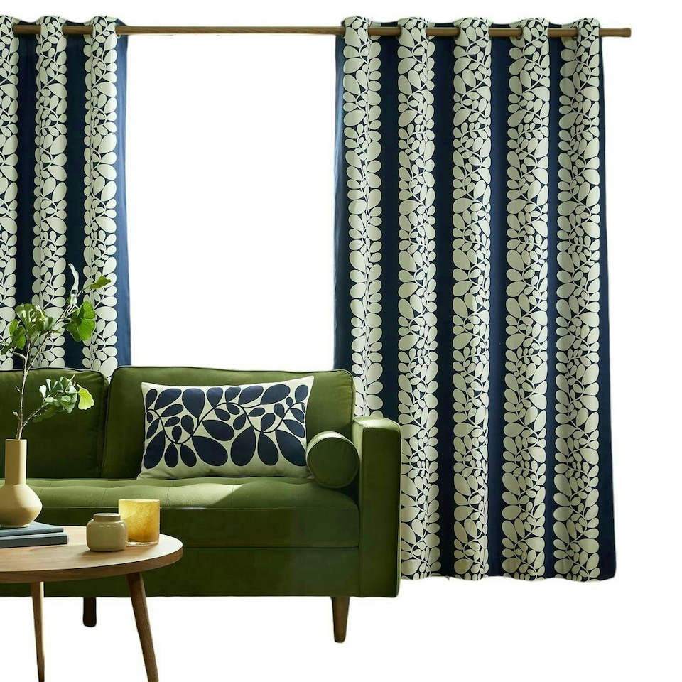 image 1 of Orla Kiely Sycamore Stripe Blue Curtains 168x229cm