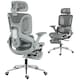 image 1 of HOMCOM Ergonomic Office Chair, High Back Mesh Desk Chair with Reclining Separated Backrest, Lumbar Support, 4D Flip-up Armrests, Adjustable Headrest, Tilt Function, Footrest for Home Office, Grey | Grey