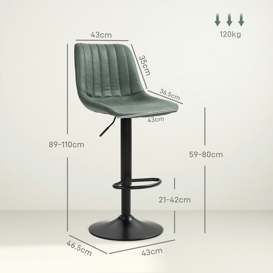 image 1 of HOMCOM Bar Stools Set of 2 Adjustable Swivel Bar Chairs with Backrest Blue