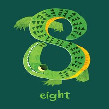 8th Birthday Crocodile Card - Cute Art Card By Paul Delaney