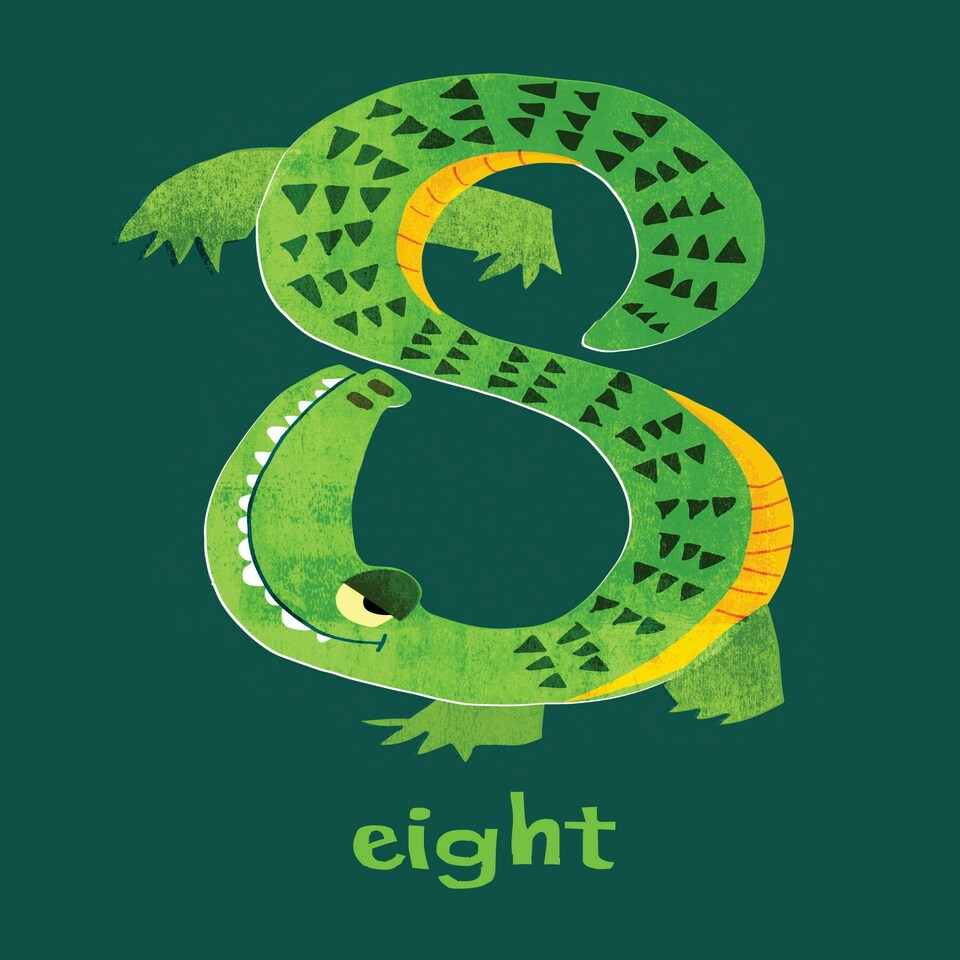 image 1 of 8th Birthday Crocodile Card - Cute Art Card By Paul Delaney