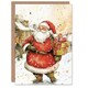 image 1 of Jolly Santa Claus With Present Blank For Him Or Her Art Xmas Festive Christmas Card