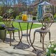image 3 of Brown Bistro Set Outdoor Garden Patio Floral Table and 2 Chairs Aluminium Frame