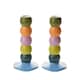 image 1 of Raspberry Blossom Set of 2 Candle Stick Holders | Multi
