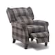 image 2 of Eaton Wing Back Fireside Checkered Fabric Pushback Recliner Chair (Charcoal)