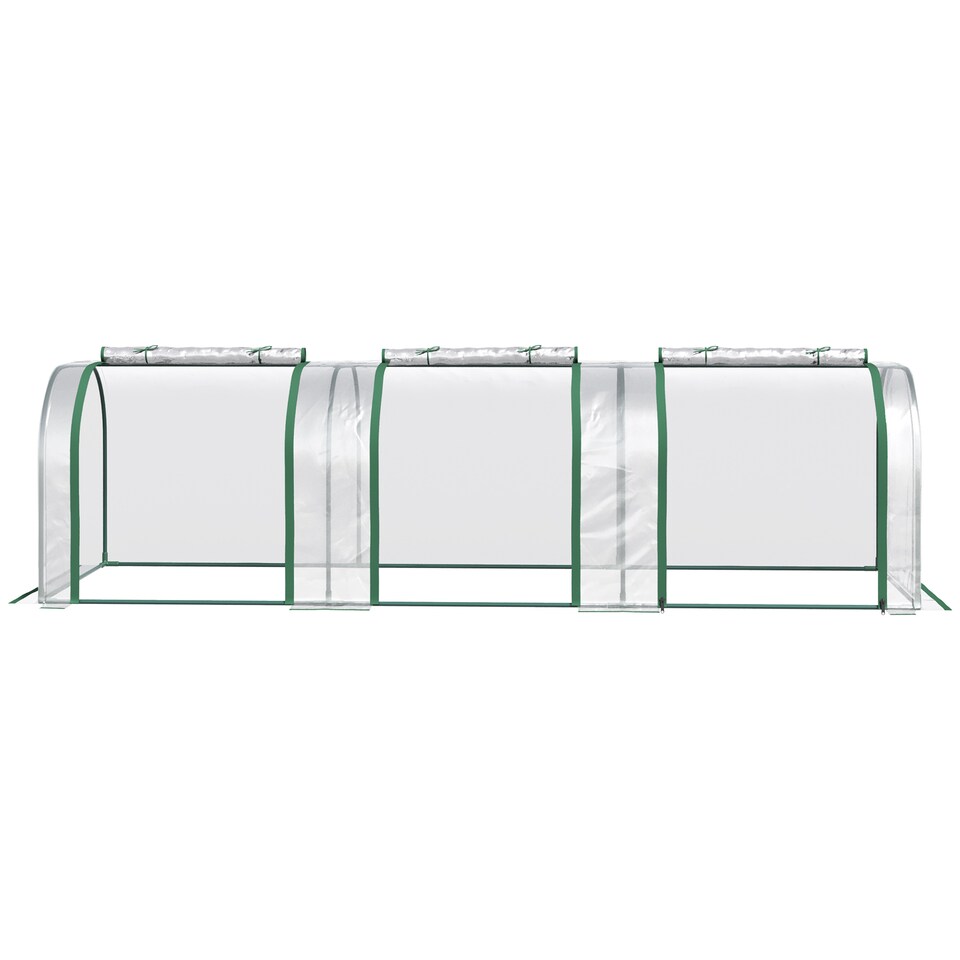 image 1 of Outsunny Tunnel Greenhouse Steel Frame for Garden w Zipper Doors