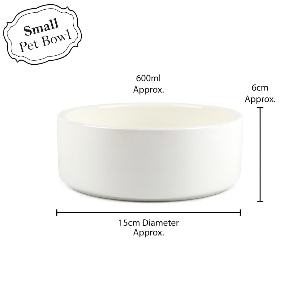 image 1 of Blue Cats Small Ceramic Water Bowl - White Drinking Dish For Cats