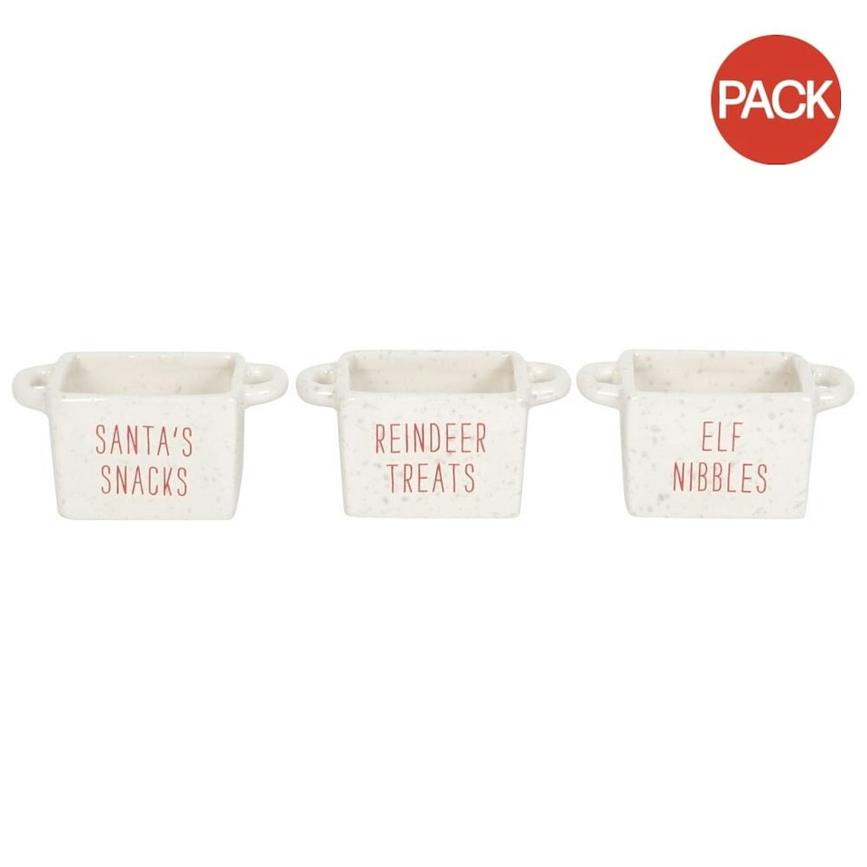 Something Different Ceramic Christmas Snack Bowl (Pack of 3) - White - One Size