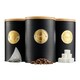 image 3 of Cooks Professional 3 Piece Ribbed Tea, Coffee, & Sugar Cannisters with Bamboo Lids | Stainless Steel Kitchen Storage Bins | Black & Gold