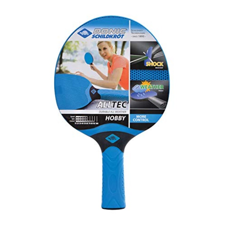 image 1 of Donic-Schildkröt Alltec Hobby Outdoor Table Tennis Bat, Plastic, Weatherproof, Washable, 733014