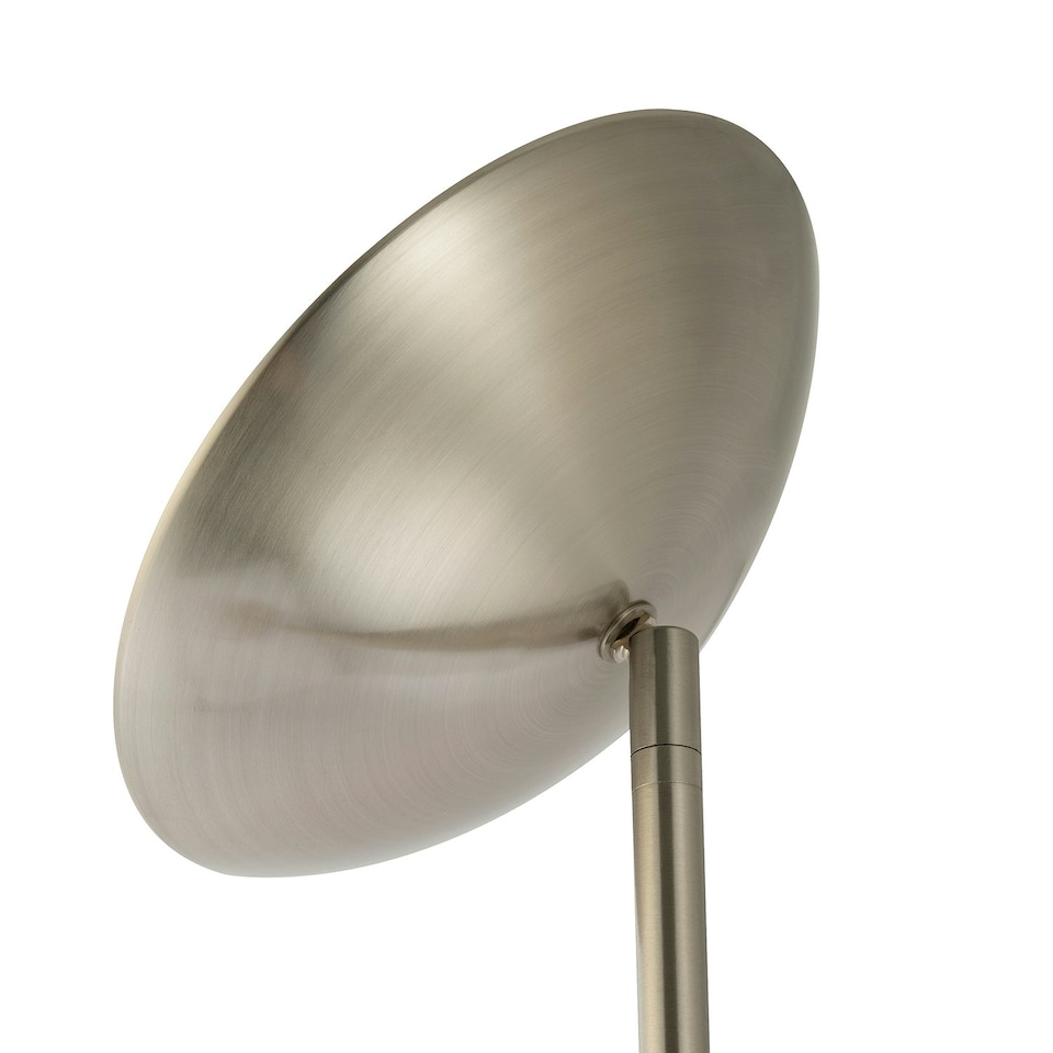 image 1 of Sleek LED Mother and Child Floor Lamp in Satin Nickel with Memory Dimmer Buttons