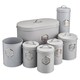 image 1 of Cooks Professional 7pc Tea, Coffee, Sugar, Biscuit, Pasta, & Bread Bin Canister Set | Grey | Grey & Silver