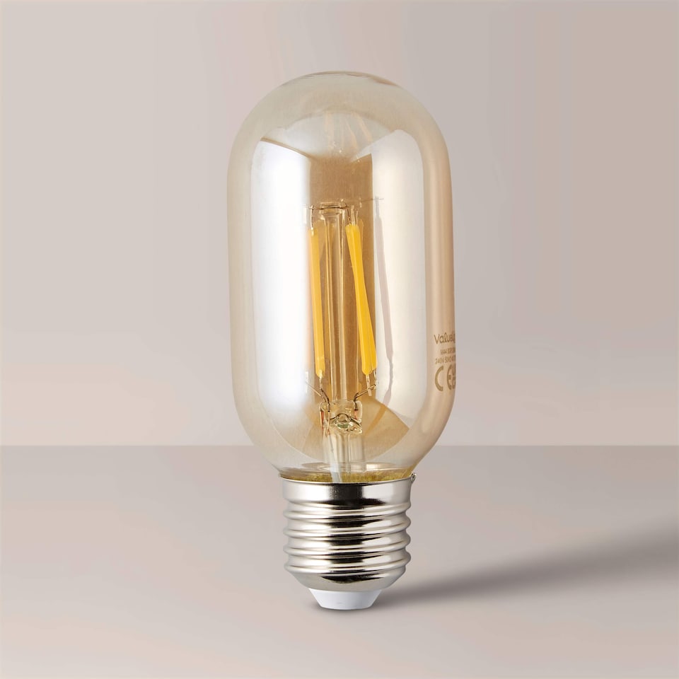 image 1 of ValueLights 1 Filament E27 Amber Glass Radio Valve Light Bulb | Clear