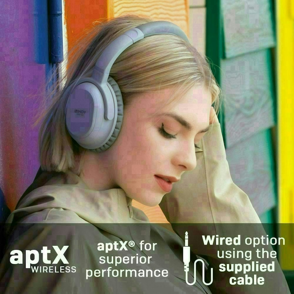 image 1 of BNX-60 Wireless Active Noise Cancelling Headphones with aptX, Cool Grey Grey