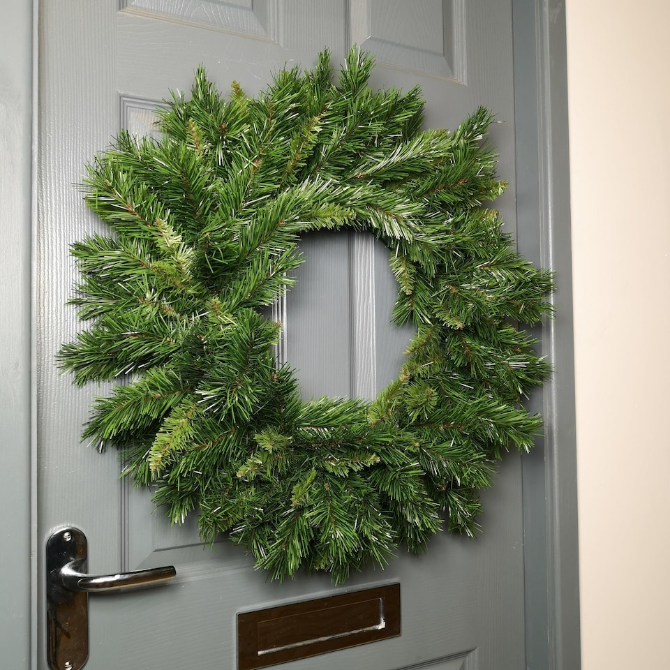 image 1 of 60cm Kateson Fir Artificial Plain Green Christmas Wreath with 150 Tips