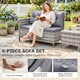 image 5 of Outsunny 6 PCs Patio wicker Sofa Set Rattan Chair Furniture w/ Glass & Cushioned