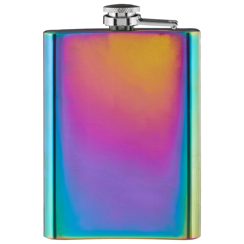 image 1 of Interiors by Premier Oil Slick Hip Flask, Trendy 5oz Stainless Steel Flask With Iridescent Finish And Secure Screw Cap,