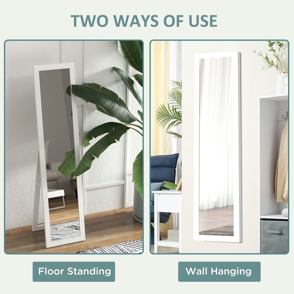 image 1 of HOMCOM Full Length Mirror, Farmhouse Wall Mirror, Hanging & Freestanding