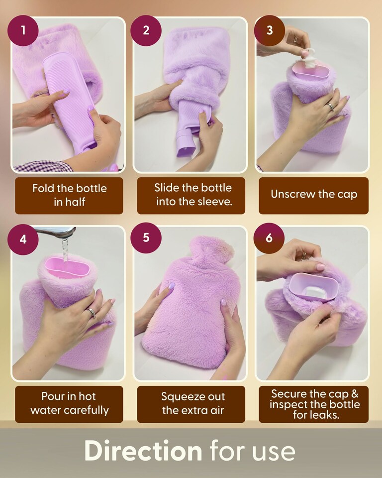 image 1 of Keplin Fluffy Faux Fur Hot Water Bottle 2 Litre with Hand Warming Cover