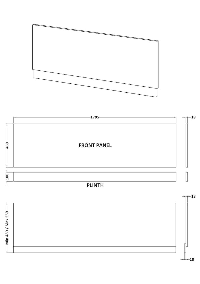 image 1 of Balterley Straight Reversible Bath Front Panel & Plinth | Blue | Satin Blue | 1