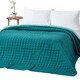 image 1 of Homescapes Cotton Quilted Reversible Bedspread Teal and Blue - 200 x 200 cm | Blue